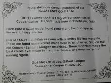 Dollar Knife Co. Osage Orange Wood With Blue Shield Jack Knife NIB from Cooper Cutlery USA OO-BS