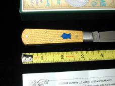 Dollar Knife Co. Osage Orange Wood With Blue Shield Jack Knife NIB from Cooper Cutlery USA OO-BS