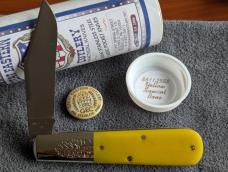 Great Eastern #86 Yellow Sawcut Bone Boomtown Barlow Knife 861125 SS GEC