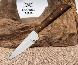 Patch Fixed Knife 2.63" Full Tang Stainless Steel Blade Brown Wood Handle 3296