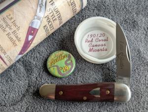 Great Eastern #19 Lol Rattler - Red Coral Canvas Micarta Knife 190120 GEC