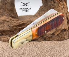 Queen Amber Winterbottom Jigged Bone Barlow Folding Pocket Knife USA QAWB180