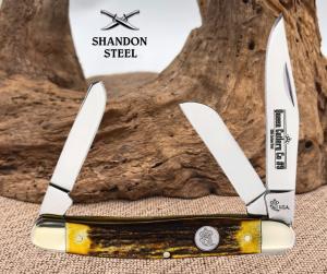 Queen Stockman USA Folding Knife Mirror Finish Stainless Steel Blade - QGSH47