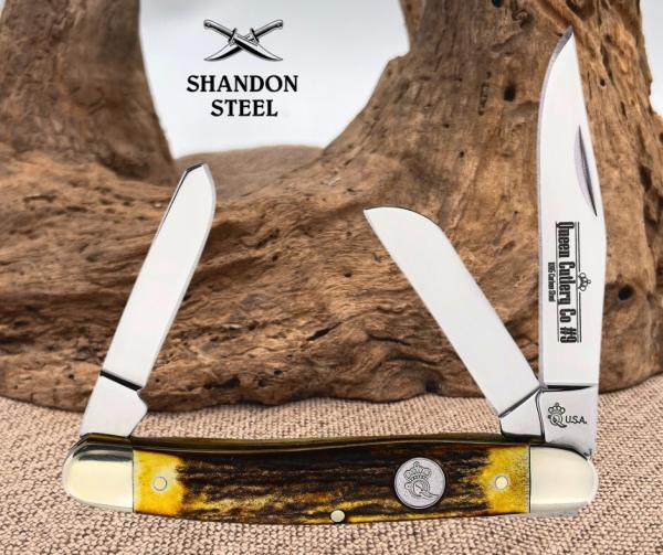 Queen Stockman USA Folding Knife Mirror Finish Stainless Steel Blade - QGSH47 Queen Stockman USA Folding Knife Mirror Finish Stainless Steel Blade - QGSH47