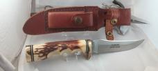 Uncle Henry Schrade + USA 153UH  Golden Spike Fixed Blade Sheath Knife w/ Sheath , Stone & Paper