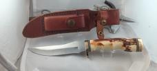 Uncle Henry Schrade + USA 153UH  Golden Spike Fixed Blade Sheath Knife w/ Sheath , Stone & Paper