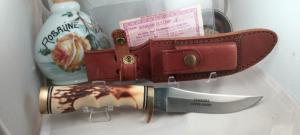 Uncle Henry Schrade  USA 153UH  Golden Spike Fixed Blade Sheath Knife w Sheath  Stone amp Paper