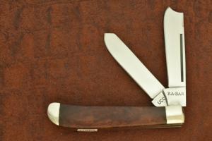 VINTAGE KABAR MADE IN USA KKK WOOD RAZOR JACK KNIFE OH89 1989 (31853)