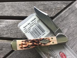Case XX 2016 Mini Copperlock Honey Brown Peach Seed Jig Lock-back Gorgeous!
