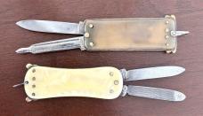 Two Vintage Automatic Opening Lobster Folding Knives, Italy and Germany, Used