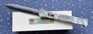 Huge Paragon Camo Estiletto Out The Front (OTF) Switchblade Knife With Original Box, Unused 