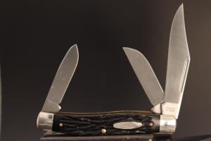 Stunning Black Full Size Camillus Stockman with Jigged Synthetic Covers