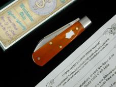 Dollar Knife Co. Smooth Orange Camel Bone with White Shield Jack Knife by Cooper Cutlery USA OCB-WS