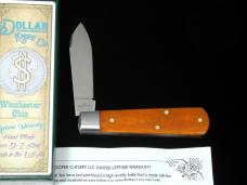 Dollar Knife Co. Smooth Orange Camel Bone with White Shield Jack Knife by Cooper Cutlery USA OCB-WS