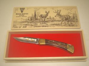 2002 Buck 110 Custom Limited Gold Etched Big Bucks North America Folding Knife