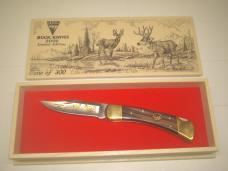 2002 Buck 110 Custom Limited Gold Etched Big Bucks North America Folding Knife