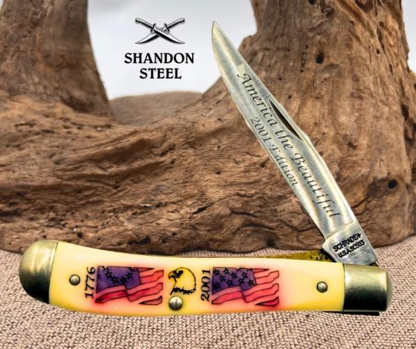 Schrade USA America the Beautiful 2001 Edition Trapperlock Pocket Knife (111) Schrade USA America the Beautiful 2001 Edition Trapperlock Pocket Knife (111)