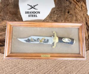 Franklin Mint The American Eagle Bowie Knife Ronald Van Ruyckevelt with Frame