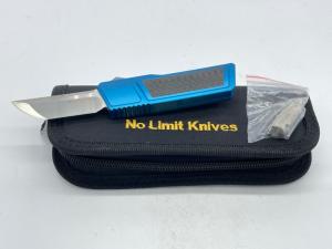 NO LIMIT KNIVES Blue/Carbon Fiber Akuma Small OTF Automatic w/ Pouch