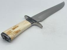 DENNIS E. FRIEDLY Custom Handmade Walrus Ivory Engraved Bowie w/ Sheath