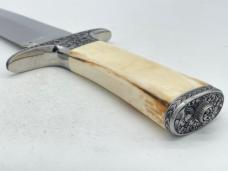 DENNIS E. FRIEDLY Custom Handmade Walrus Ivory Engraved Bowie w/ Sheath
