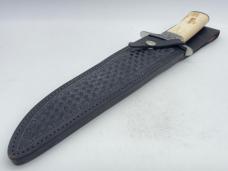 DENNIS E. FRIEDLY Custom Handmade Walrus Ivory Engraved Bowie w/ Sheath