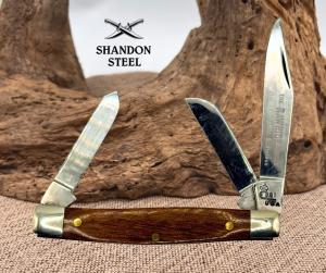 QUEEN USA Q81 THE RAWHIDE SERIES 3 BLADE STOCKMAN FOLDING POCKET KNIFE 147