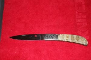 Customized Al Mar Eagle Lockback Knife with Mammoth Tooth Scales Engraving