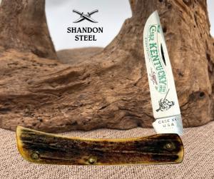 CASE XX USA 5137 SS STAG KENTUCKY BICENTENNIAL SOD BUSTER POCKET KNIFE 1976