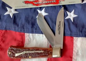1992 Winchester Large Mountain Man Trapper (Mdl#29103 1/2) w/ Super Bone Handles -NOS