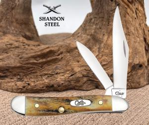 Case XX USAKnives Peanut Genuine Sambar Stag Handle Stainless Pocket Knife 00048