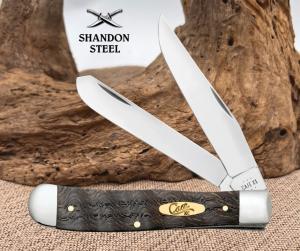 Case XX USA Smooth Black Curly Oak Wood Trapper Pocket Knife 7254 SS  14000