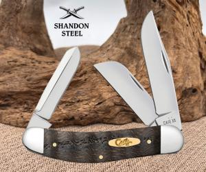 CASE XX KNIVES USA SMOOTH BLACK CURLY OAK WOOD 3 BLADE SOWBELLY  KNIFE #14011