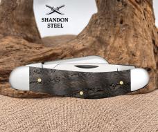CASE XX KNIVES USA SMOOTH BLACK CURLY OAK WOOD 3 BLADE SOWBELLY  KNIFE #14011