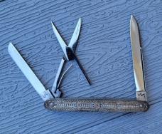 3 1/4" Rare Custom Made knife with scissor, Very Nice Silver Filigree Scales