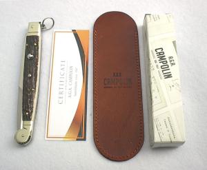 A.G.A CAMPOLIN 12" SICILIANO FIGHTING KNIFE GENUINE STAG 4 MIL BLADE RING PULL NICKEL/S BOLSTERS