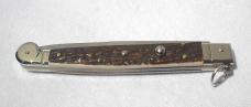 A.G.A CAMPOLIN 12" SICILIANO FIGHTING KNIFE GENUINE STAG 4 MIL BLADE RING PULL NICKEL/S BOLSTERS