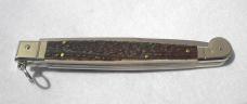 A.G.A CAMPOLIN 12" SICILIANO FIGHTING KNIFE GENUINE STAG 4 MIL BLADE RING PULL NICKEL/S BOLSTERS