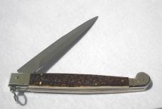 A.G.A CAMPOLIN 12" SICILIANO FIGHTING KNIFE GENUINE STAG 4 MIL BLADE RING PULL NICKEL/S BOLSTERS