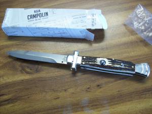 A G A Campolin Maniago Italy Maltese Cross Bayonet 9 Incher Lockback WGenuine StagAntler NIB