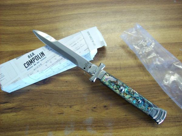 A. G. A. Campolin Maniago, Italy Maltese Cross Bayonet 9 Inch Real Abalone Shell UNUSED W/Box A. G. A. Campolin Maniago, Italy Maltese Cross Bayonet 9 Inch Real Abalone Shell UNUSED W/Box