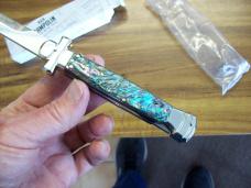 A. G. A. Campolin Maniago, Italy Maltese Cross Bayonet 9 Inch Real Abalone Shell UNUSED W/Box