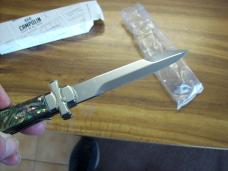 A. G. A. Campolin Maniago, Italy Maltese Cross Bayonet 9 Inch Real Abalone Shell UNUSED W/Box