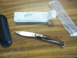 A.G.A. Campolin Pattada Scarce Italian Automatic Genuine Stag/Antler UNUSED W/Pouch & Box