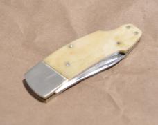 Khyber (KA-BAR) Japan 3 1/2" Closed, White Bone 1970's Little Use Top Tight No Play Lots Of Defects!