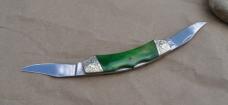 RR Texas Long Horn Green Bone 3" Closed Mint NOS Fancy Shamrock Bolsters Horse Shoe Shield 