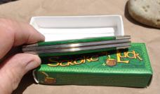 RR Split Back Spring Green Bone 3 5/8" Closed NOS Fancy Bolsters Shield Frosted Blade Original Box
