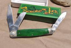 RR Split Back Spring Green Bone 3 5/8" Closed NOS Fancy Bolsters Shield Frosted Blade Original Box