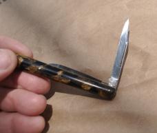 Cattaraugus Knife Pencil Near Mint Mottled Gold/Black Celluloid 1920s Working Pencil Blade & File