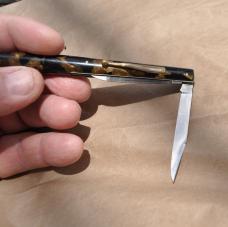 Cattaraugus Knife Pencil Near Mint Mottled Gold/Black Celluloid 1920s Working Pencil Blade & File